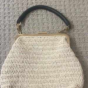 Clare V woven/creamy bag/clutch. With new tubular top handle